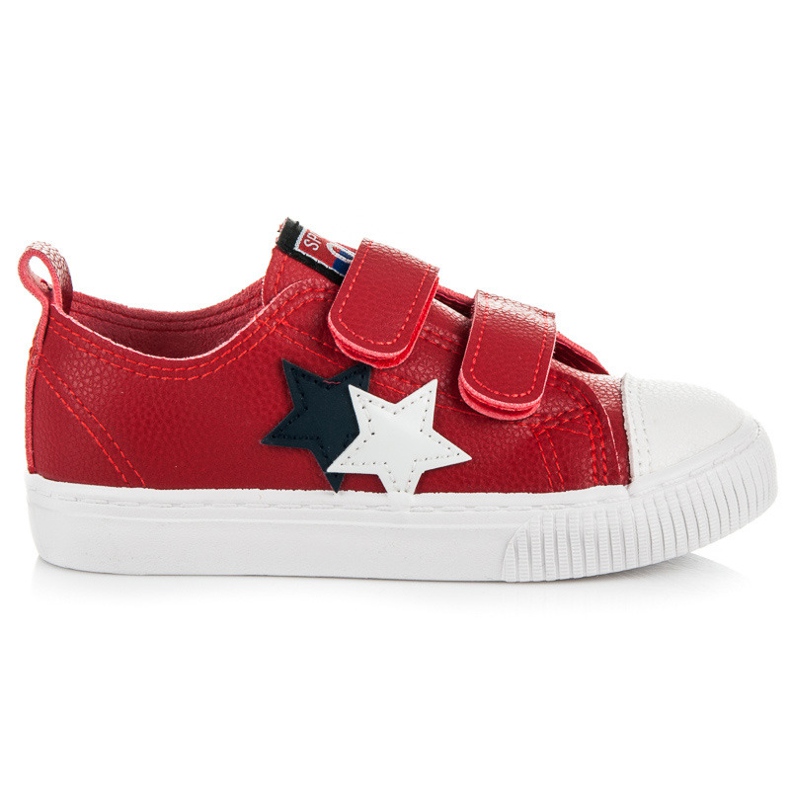 L&H Zapatillas De Cuero Con Velcro blanco rojo azul marino