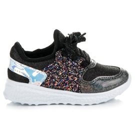 Zapatos Atados Con Brillo negro Zapatos Atados Con Brillo negro