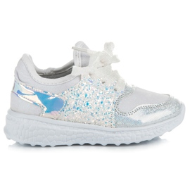 Zapatos anudados con purpurina blanco