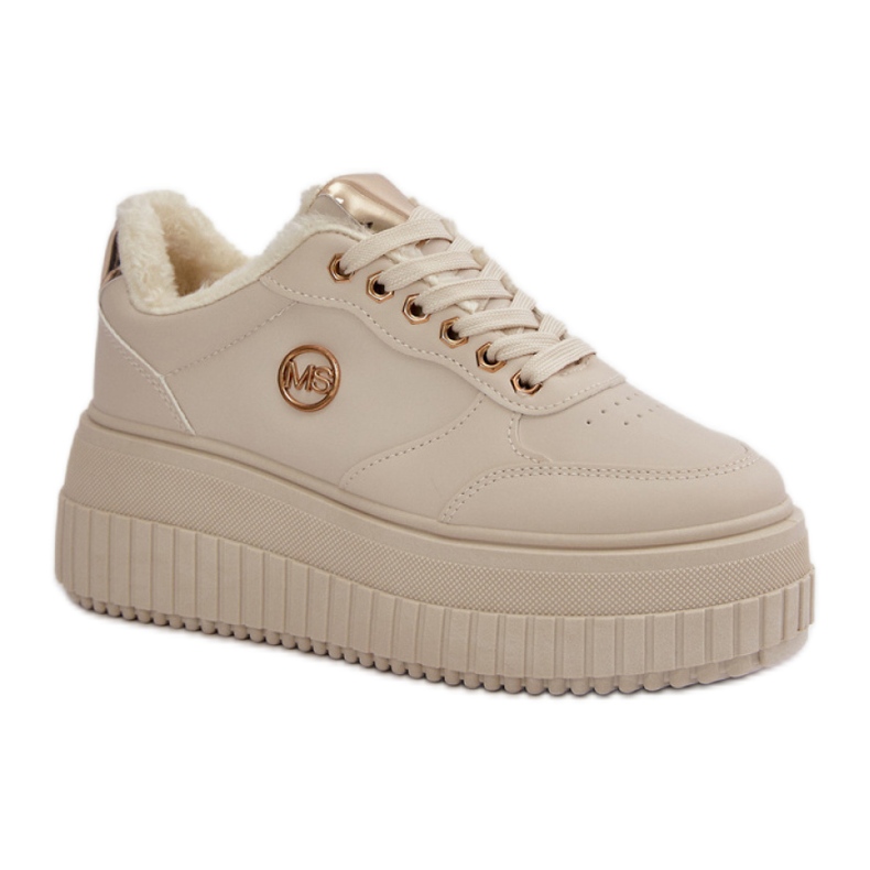 Deportivas de mujer con plataforma fabricadas en ecopiel Beige Deportivas de mujer con plataforma fabricadas en ecopiel Beige