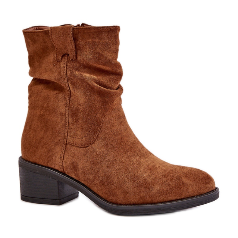 Botines clásicos de mujer confeccionados en ante ecológico Camel marrón
