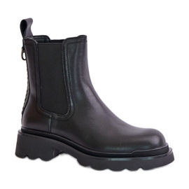 Botas sin cordones para mujer confeccionadas en piel natural Negro