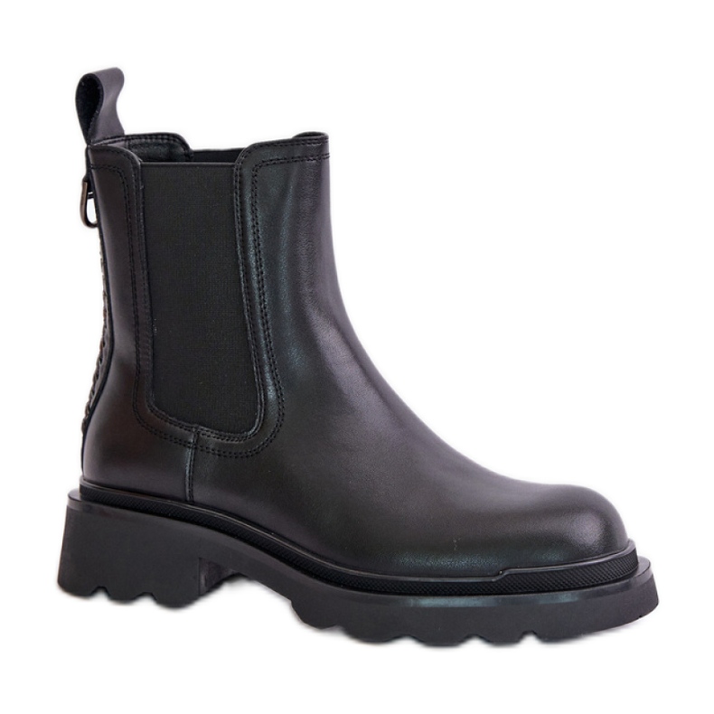 Botas sin cordones para mujer confeccionadas en piel natural Negro