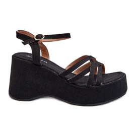 Sandalias mujer plataforma y cuña Negro