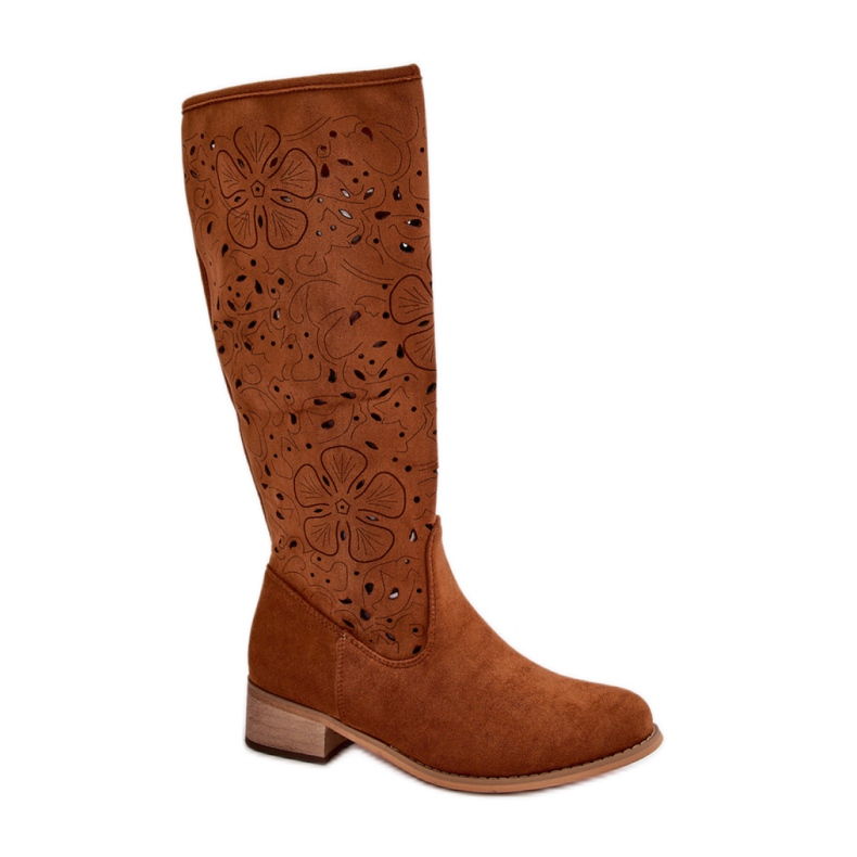 Botas caladas mujer camel marrón
