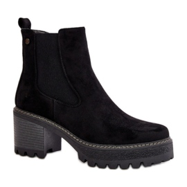 Botas de ante para mujer con parte inferior gruesa, color negro