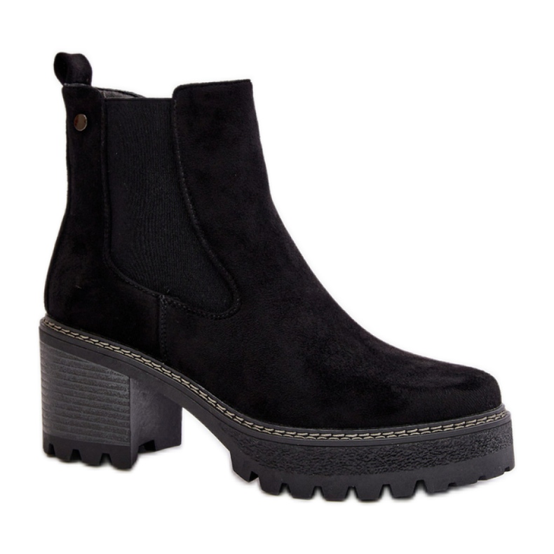 Botas de ante para mujer con parte inferior gruesa, color negro