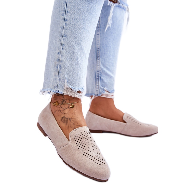 Mocasines de mujer de ante beige
