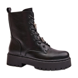 Botines de mujer fabricados en piel ecológica con decoración. negro Botines de mujer fabricados en piel ecológica con decoración. negro