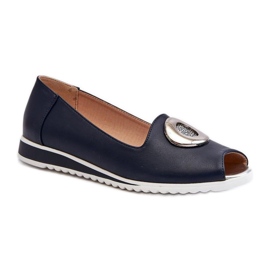 Jezzi Zapatos de tacón con punta abierta azul marino