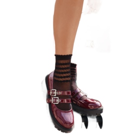 Zapatos de charol con hebillas burdeos rojo Zapatos de charol con hebillas burdeos rojo