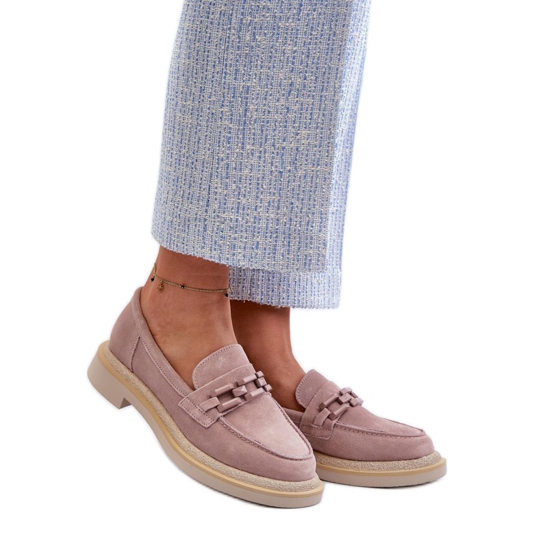 Mocasines de ante rosa sucio rosado