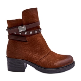 Botines con tira decorativa Camel marrón