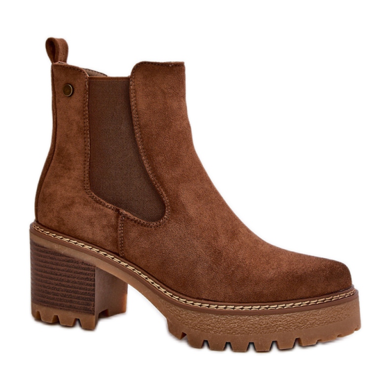 Botines tacón mujer ante marrón