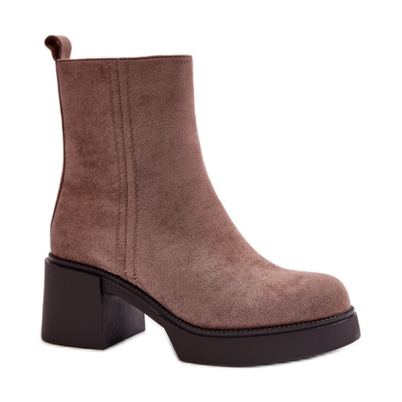 Botines de mujer con tacón estable y plataforma. beige