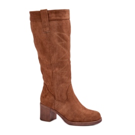 Botas altas de mujer de ante marrón