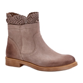 Botines con encaje, modelo Lewski Cappuccino beige
