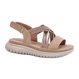 Sandalias de mujer con cierre de velcro 24SD06-7057 beige