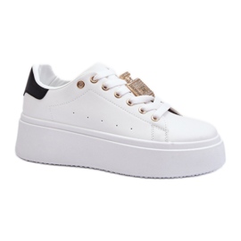 Zapatillas Deportivas de Mujer con Adorno Dorado LA279P, blanco