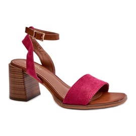 Sandalias de mujer confeccionadas en ante ecológico 24SD35-7082, rosa