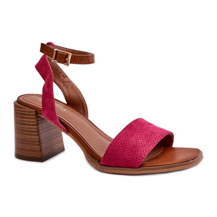 Sandalias de mujer confeccionadas en ante ecológico 24SD35-7082, rosa rosado Sandalias de mujer confeccionadas en ante ecológico 24SD35-7082, rosa rosado