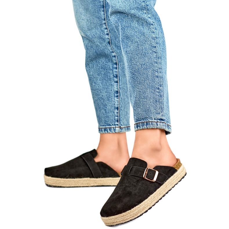 DM802B Chanclas cerradas para mujer, negro