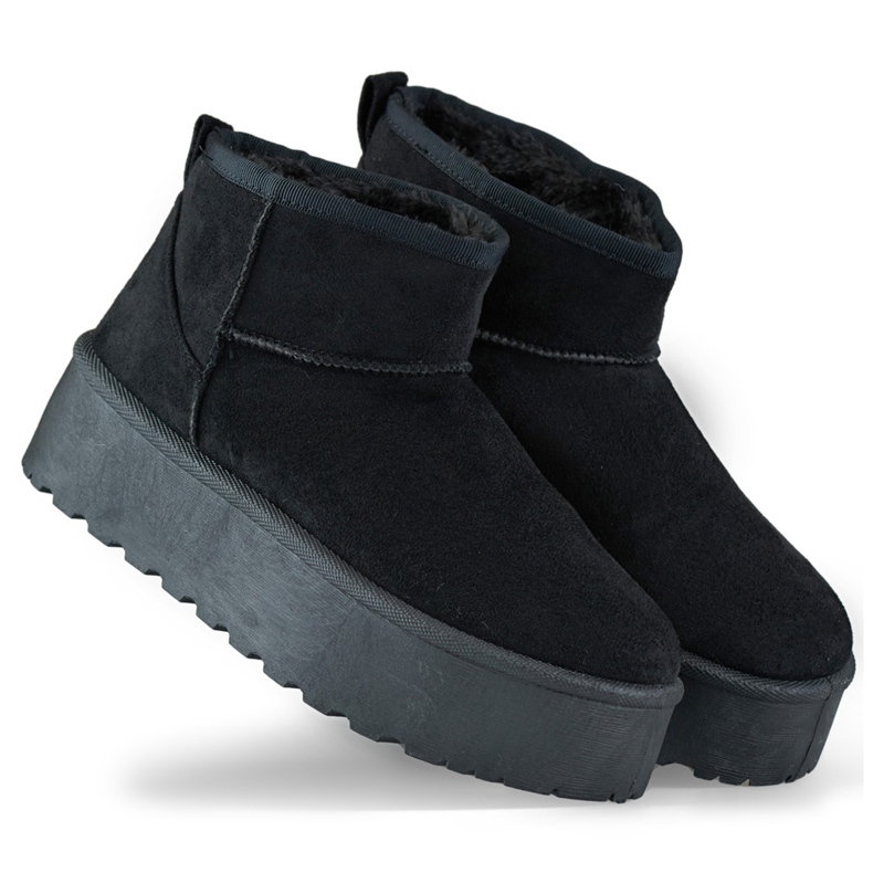 Botas de nieve forradas de pelo para mujer 2818B, negro