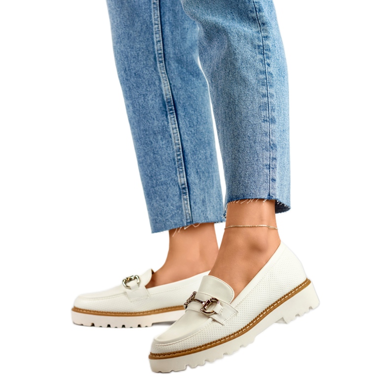 Zapatos de mujer con decoración GQ97W, ​​blanco