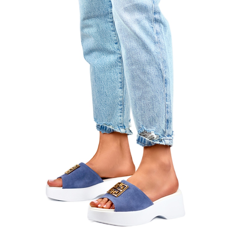 Chanclas de mujer con decoración GD-XF1000B, azul
