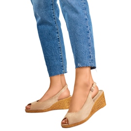 Sandalias de Cuña Mujer GD-FL653BE, beige
