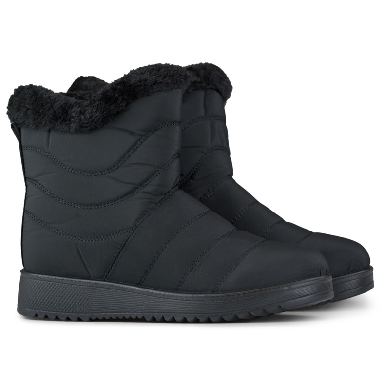 Botas de nieve para mujer con forro de pelo W76B, negro Botas de nieve para mujer con forro de pelo W76B, negro