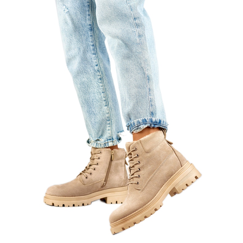 Cazadores forrados de piel para mujer A5201-39BE, beige