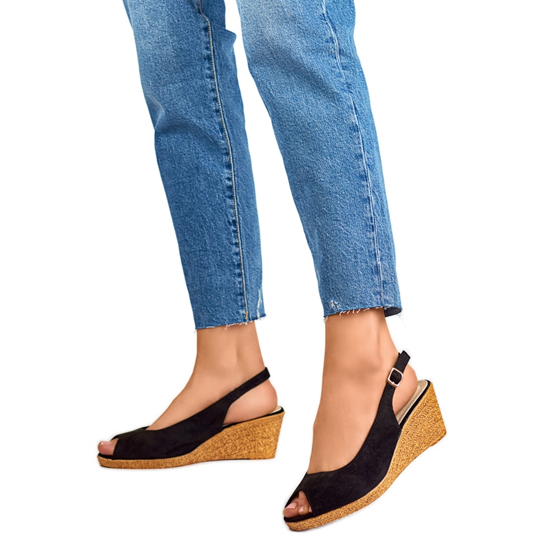 Sandalias de cuña para mujer GD-FL653B, negro Sandalias de cuña para mujer GD-FL653B, negro