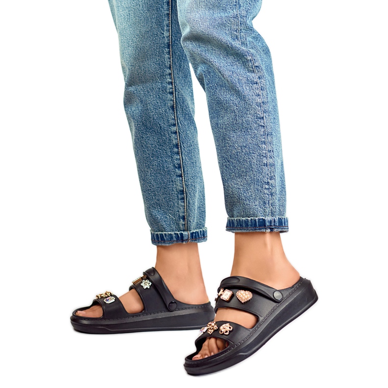 Sandalias de mujer con adornos JHC3071B negro Sandalias de mujer con adornos JHC3071B negro