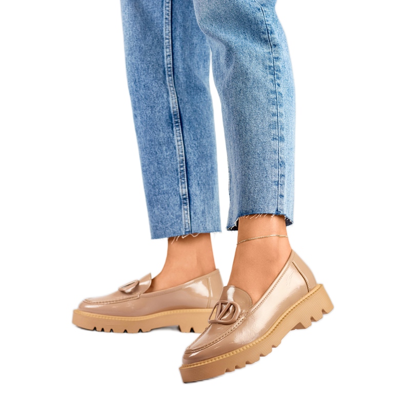 Zapatos de mujer con decoración 23-10862BE beige