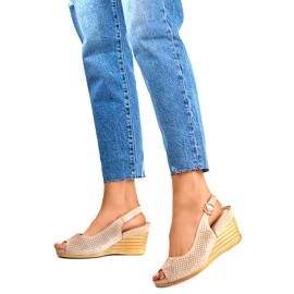 Sandalias de cuña para mujer GD-FL1243KH, beige