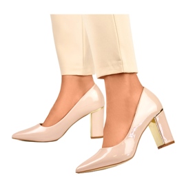 Zapatos de salón de charol para mujer GD-DO112B-BE, beige