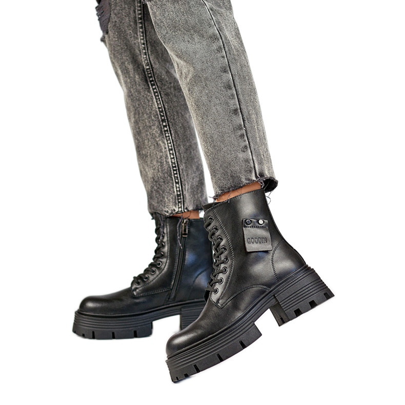 Botas de piel para mujer GD-TL56B, negro Botas de piel para mujer GD-TL56B, negro