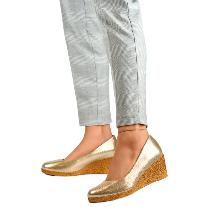 Zapatos de Salón con Cuña para Mujer GD-651A-L.GO dorado Zapatos de Salón con Cuña para Mujer GD-651A-L.GO dorado