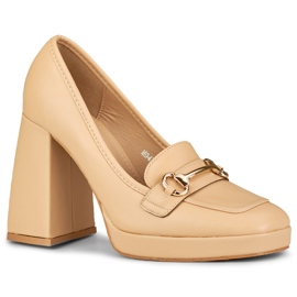 Zapatos de Salón de Mujer con Decoración M047-NU beige