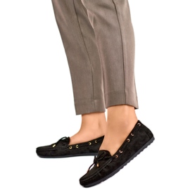Mocasines de mujer QQ5B con lazo negro