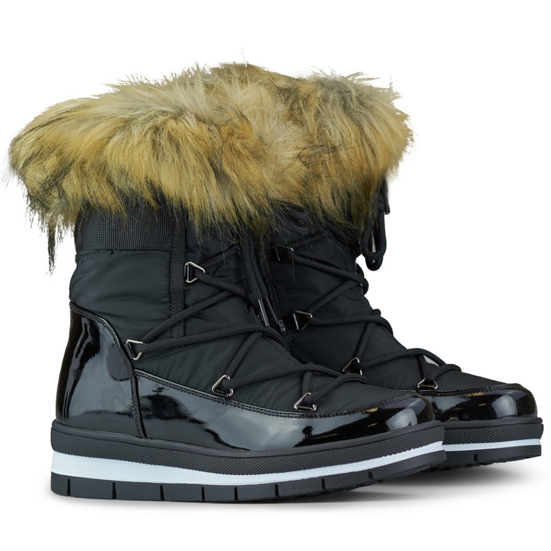 Botas de nieve para mujer A806-1-B con pelo negro Botas de nieve para mujer A806-1-B con pelo negro