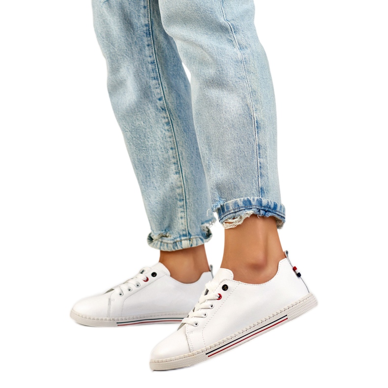 Zapatillas de piel para mujer 24-87967W blanco Zapatillas de piel para mujer 24-87967W blanco