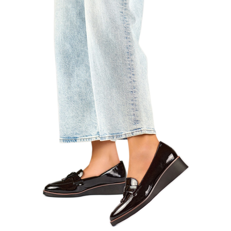 Zapatos de tacón de charol para mujer 24-58266B negro Zapatos de tacón de charol para mujer 24-58266B negro