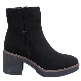 Botines Filly Black con tacón estable negro