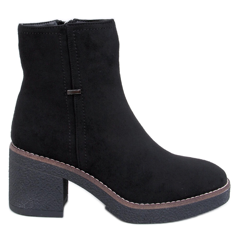 Botines Filly Black con tacón estable negro