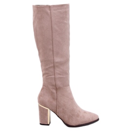 Botas clásicas de tacón Arlena Taupe beige