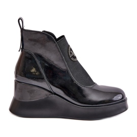 Botas Cuña Charol, Aislante Vinceza 66703 Negro