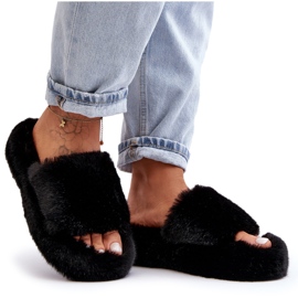 Piel de piel para mujeres zapatillas negras negro