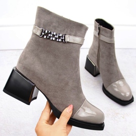 Botines D&amp;A S.Barski con tacón decorativo Premium Collection W MR880-018 OLI269C
